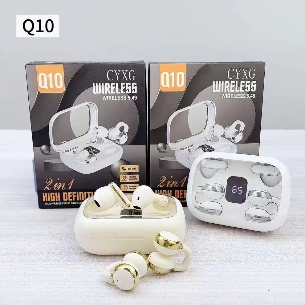 TWS Q10 – Écouteurs Sans Fil 2 en 1 avec Affichage Batterie