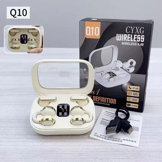TWS Q10 – Écouteurs Sans Fil 2 en 1 avec Affichage Batterie